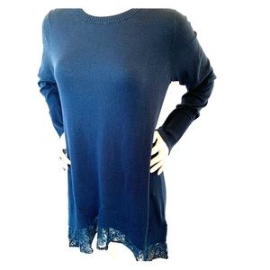 LOGO Cotton Cashmere Sweater with Lace Trim